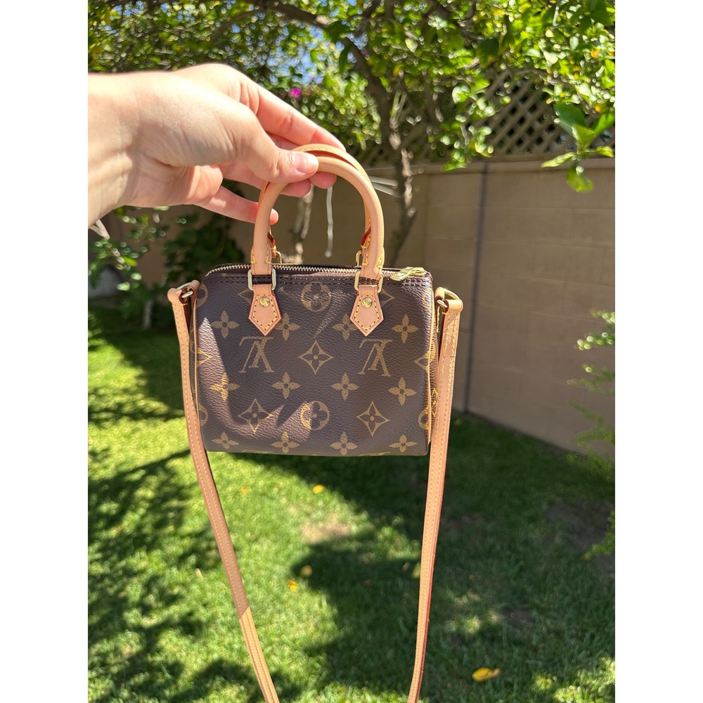 Louis Vuitton Nano Speedy Monogram Canvas Crossbody Bag M61252 Brown